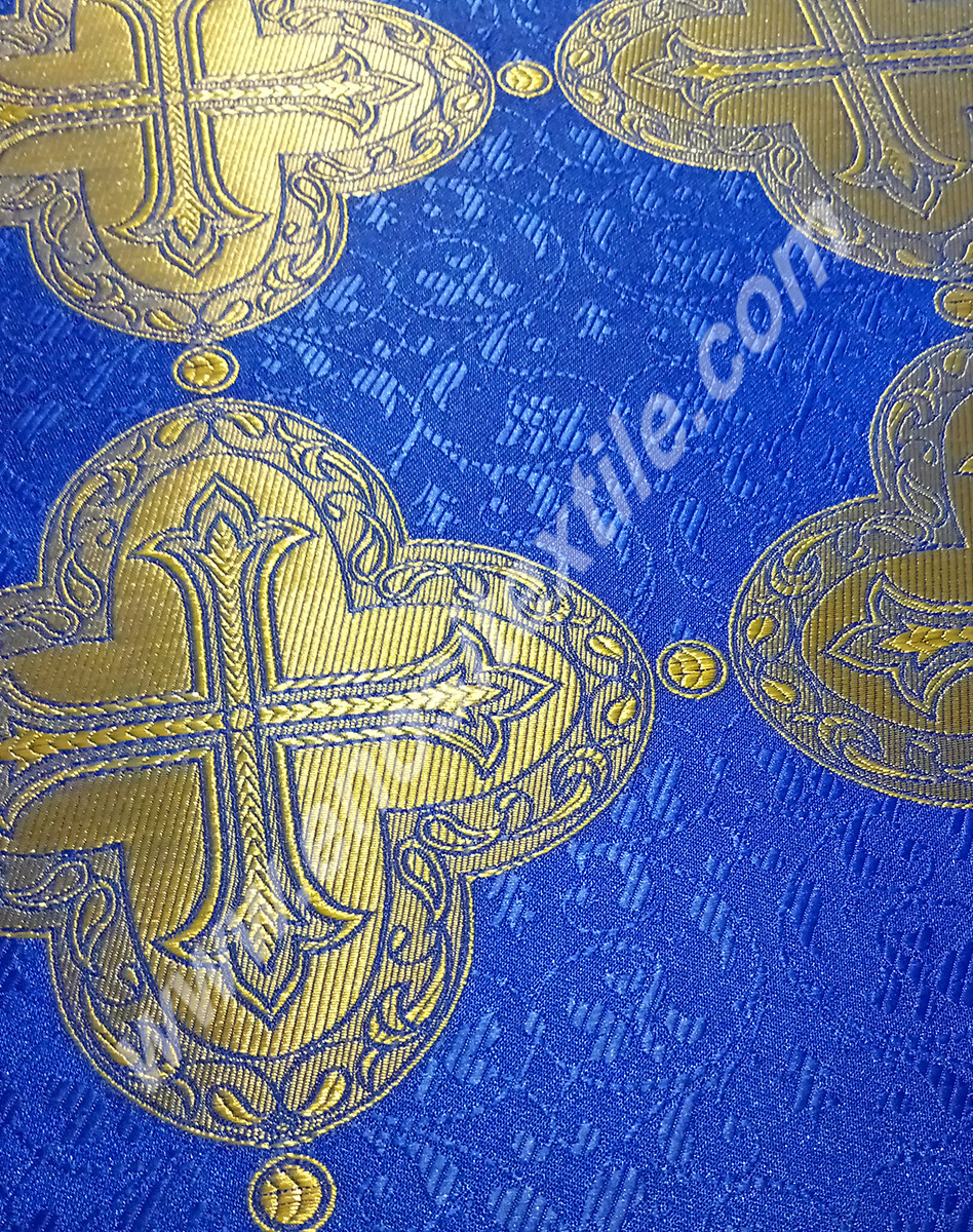 KL-050 Blue-Gold Brocade Fabrics